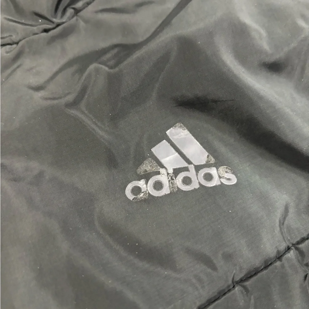 Adidas Men’s Small Black Lightweight Puffer Jacket Full Zip Athletic Coat